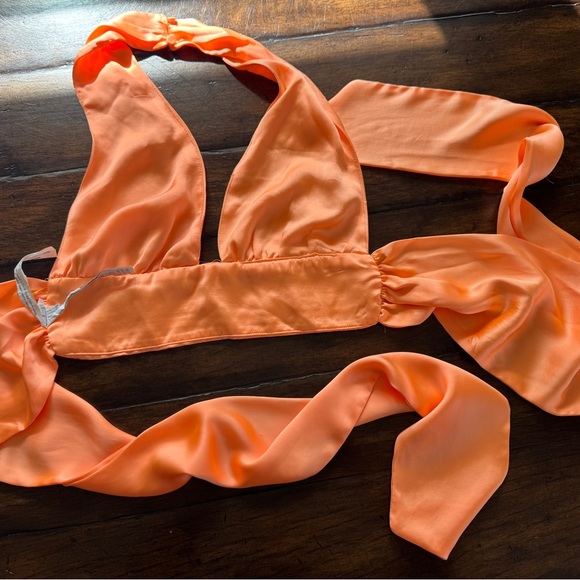 Zara Elegant Orange Halter Bralette- Size M - Picture 6 of 7